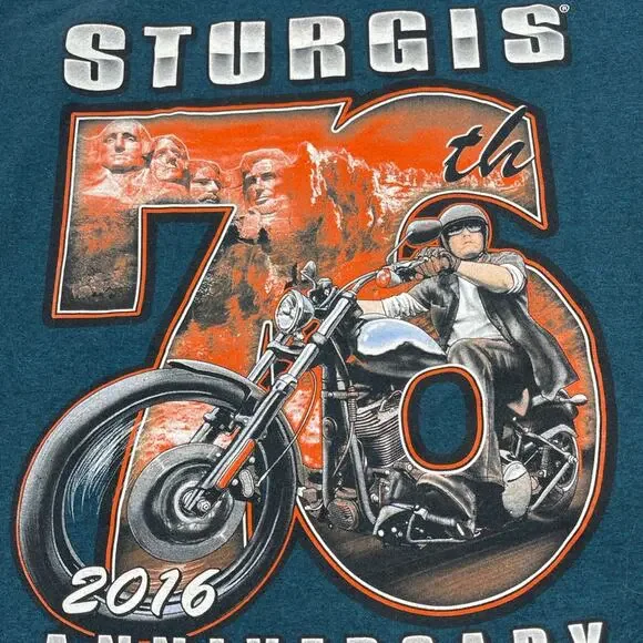 STURGIS 2016 76th anniversary biker's event Black Hills Rally men's t-shirt M - Picture 3 of 9
